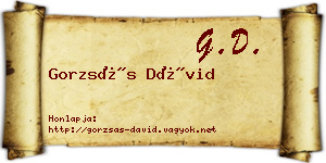 Gorzsás Dávid névjegykártya