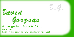 david gorzsas business card